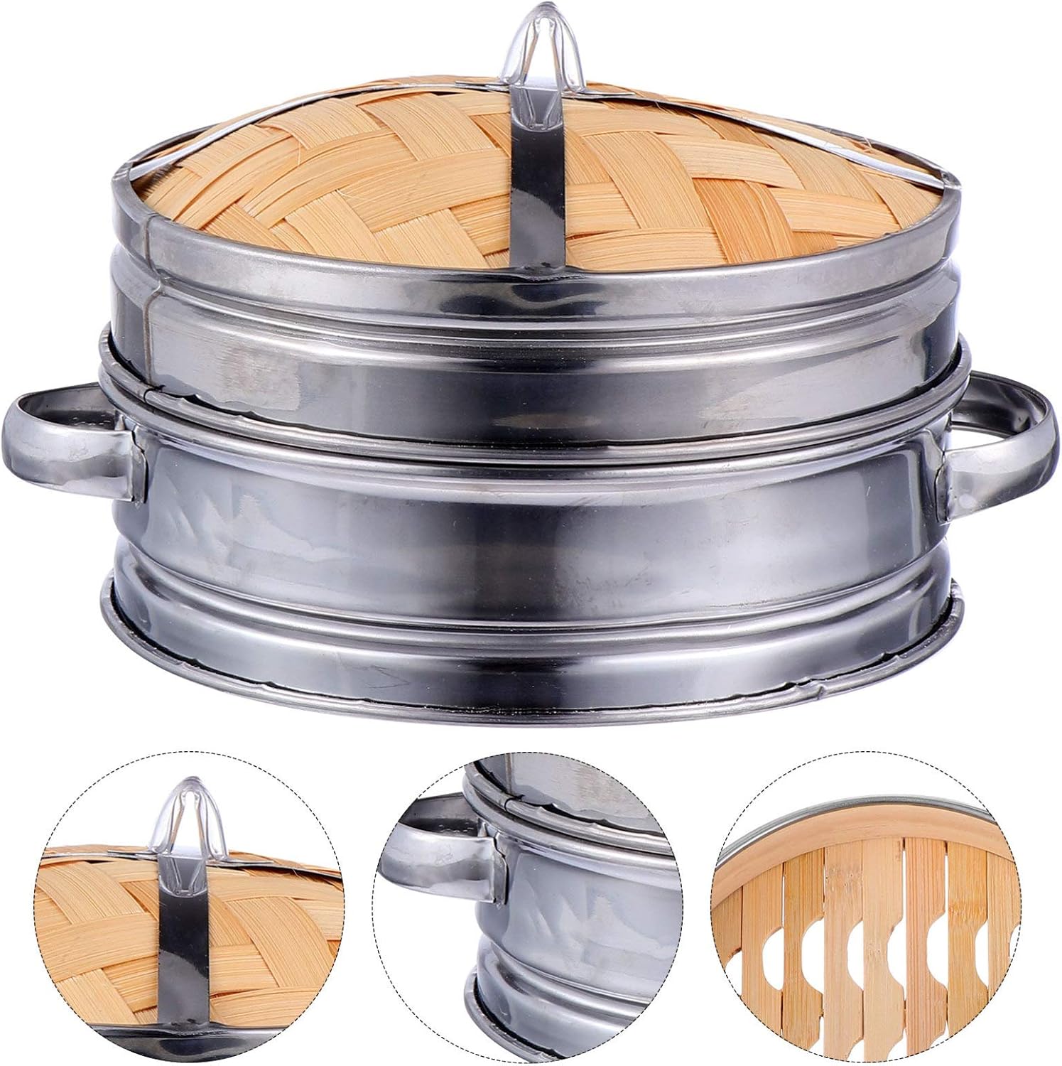 Hemoton Steamer Set with Basket and Lid for Steaming - Kitchen Gadget and Supplies