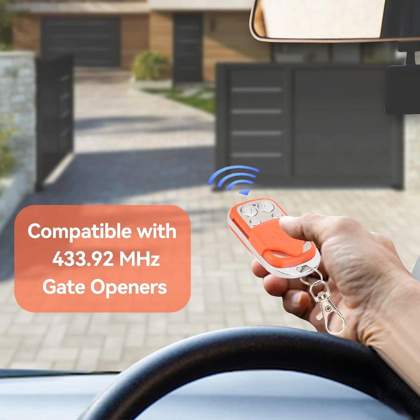 HERCHR Automatic Door Remote Control for Chicken Coop Doors, Portable Electric Rolling Driveway Gate Opener, HCS301 Sliding Gate Remote Key Fob (4, Orange)