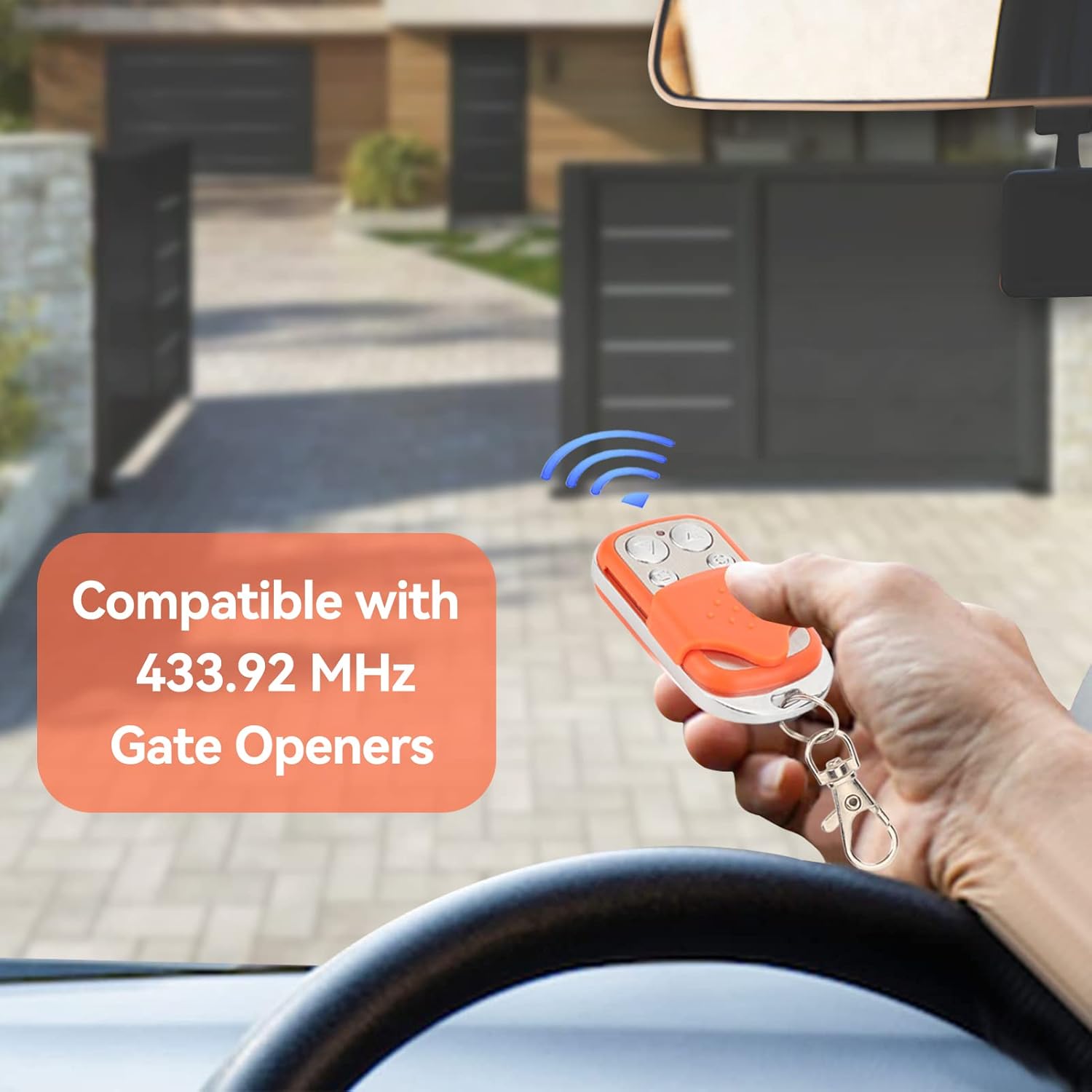 HERCHR Automatic Door Remote Control for Chicken Coop Doors, Portable Electric Rolling Driveway Gate Opener, HCS301 Sliding Gate Remote Key Fob (4, Orange)