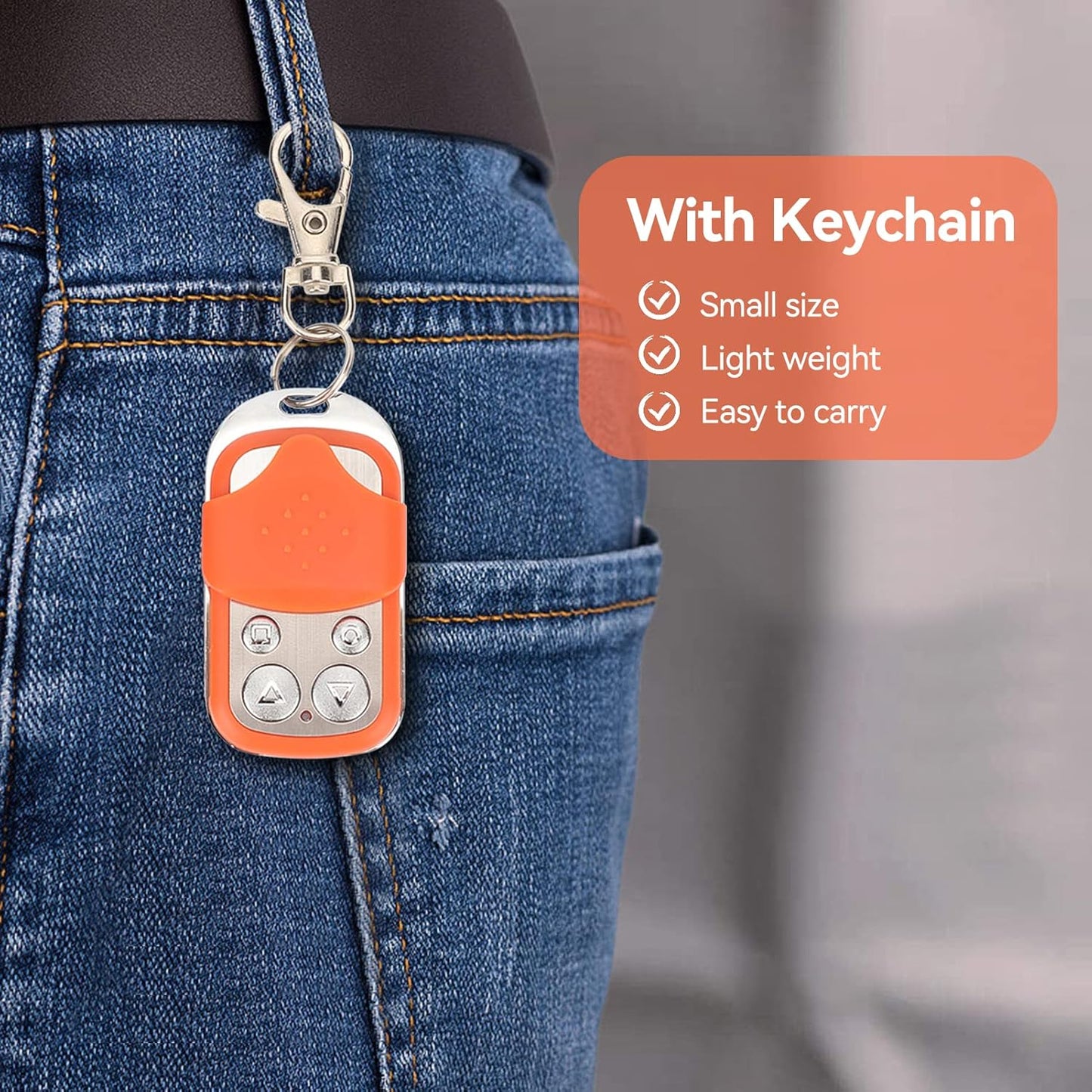 HERCHR Automatic Door Remote Control for Chicken Coop Doors, Portable Electric Rolling Driveway Gate Opener, HCS301 Sliding Gate Remote Key Fob (4, Orange)