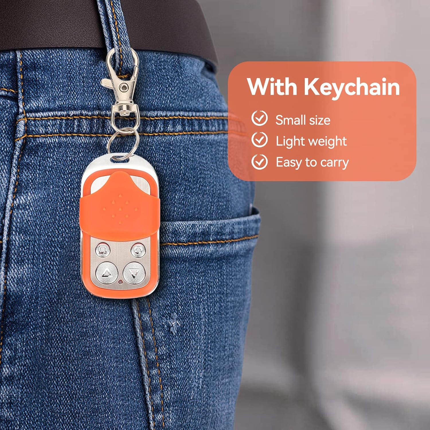 HERCHR Automatic Door Remote Control for Chicken Coop Doors, Portable Electric Rolling Driveway Gate Opener, HCS301 Sliding Gate Remote Key Fob (4, Orange)