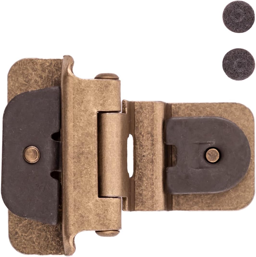 Hickory Hardware P5312-AB Double Demountable Hinge with Self-Closing Feature - Antique Brass Finish, 1 Pair. - WildKart