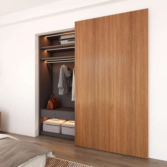Hidden Sliding Barn Door Hardware Kit with Soft Close Mechanism for Doors 40"-44" Wide - JUBEST 48" Concealed Track System