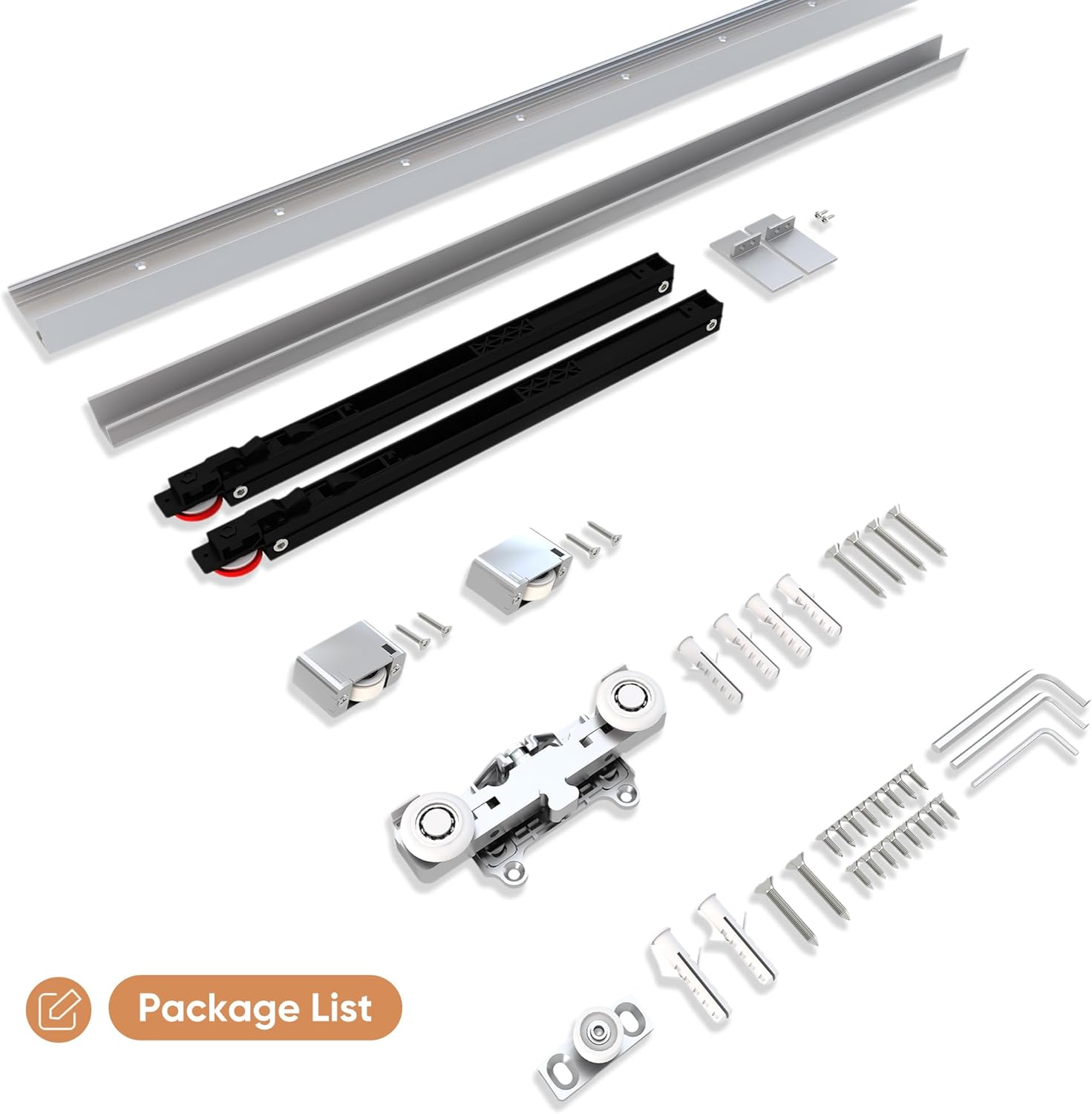 Hidden Sliding Barn Door Hardware Kit with Soft Close Mechanism for Doors 40"-44" Wide - JUBEST 48" Concealed Track System