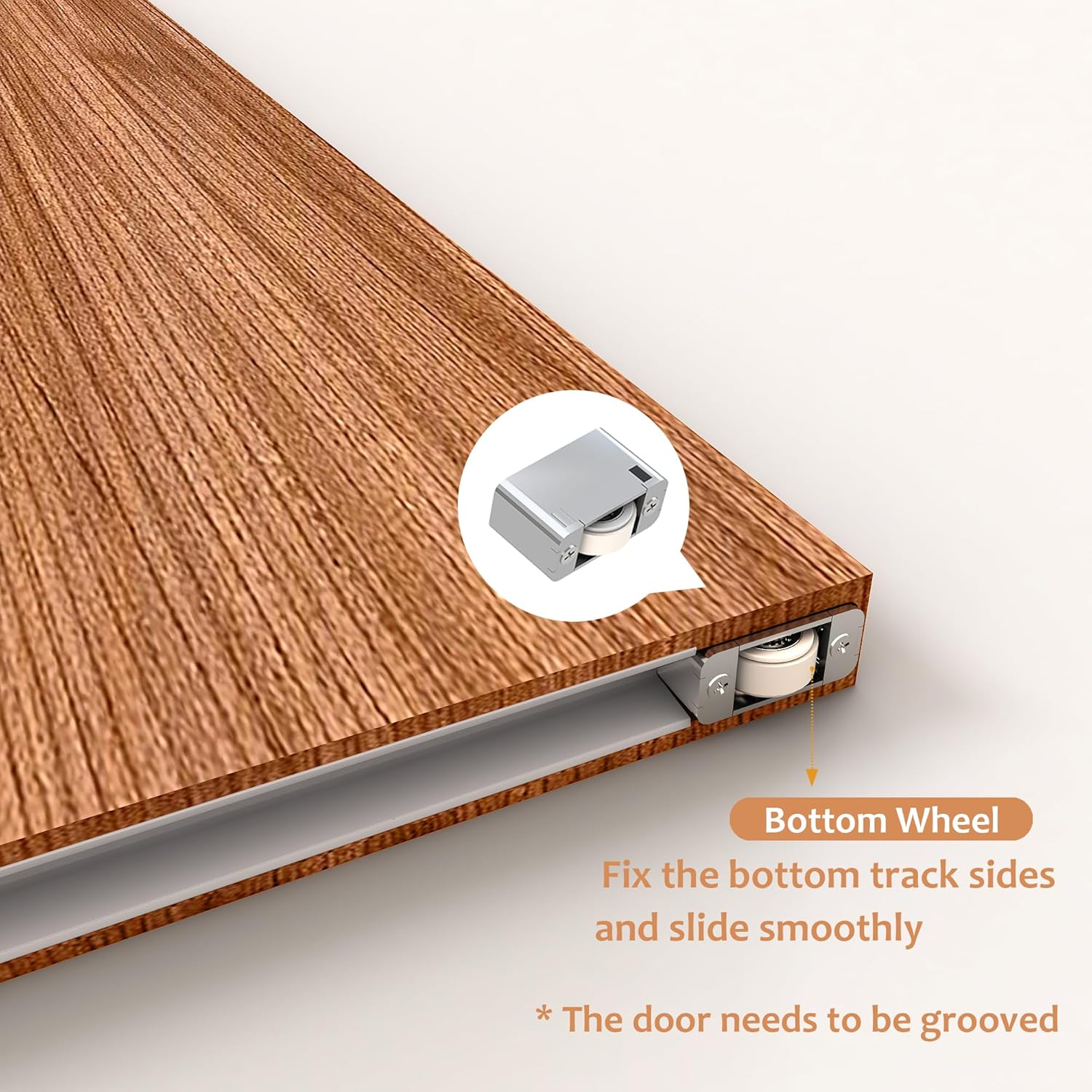 Hidden Sliding Barn Door Hardware Kit with Soft Close Mechanism for Doors 40"-44" Wide - JUBEST 48" Concealed Track System