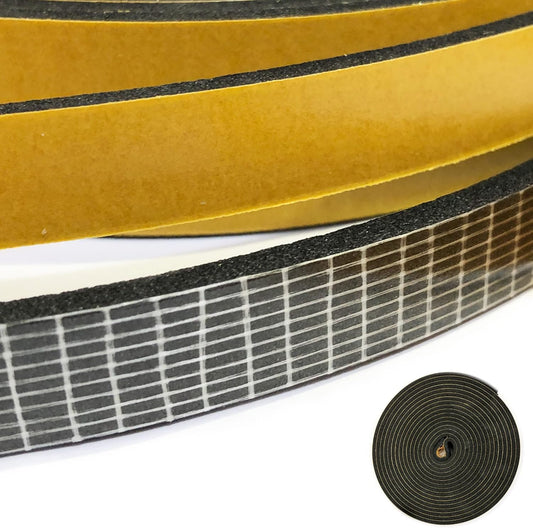 High-Density Rubber Foam Weather Stripping Seal Tape for Door Frame and Window - Self-Adhesive Insulation Roll for Extra Large Gaps (1/2" W x 1/8" T x 32FT, Black)