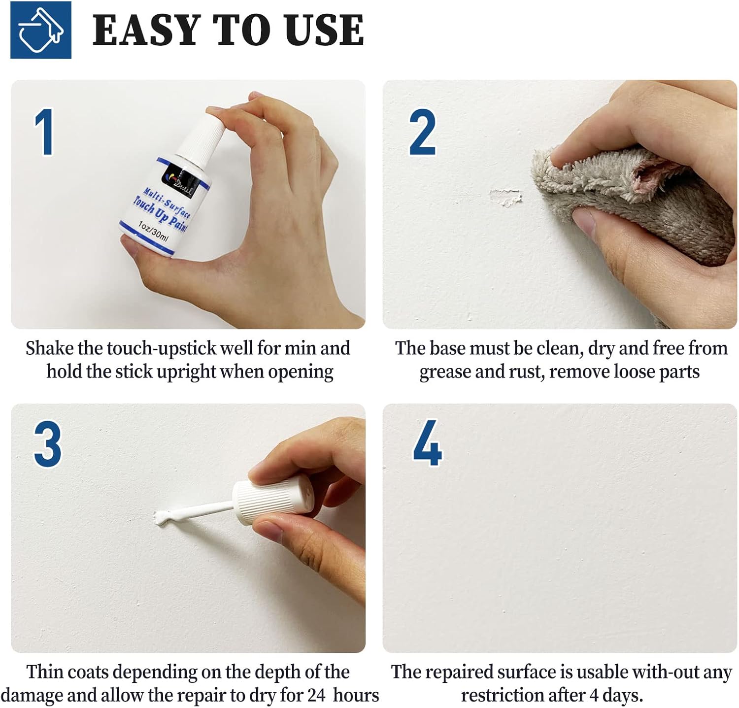 High-Gloss White Touch Up Paint Pen for Multi-Surface Scratch Repair - 1.5 Fl Oz