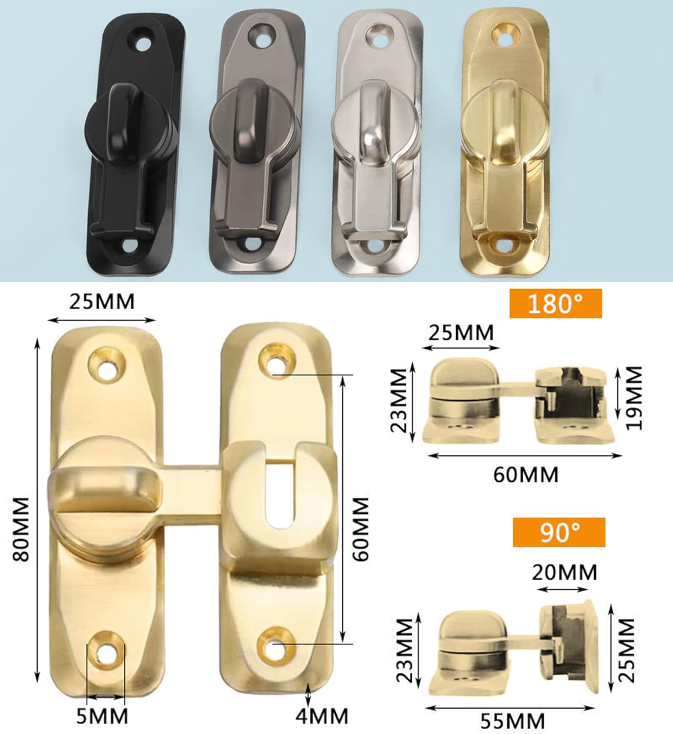 High Quality 90°/180° Door Lock Latch Bolt for Doors and Windows - Push-Pull Barn Sliding Latch Lock