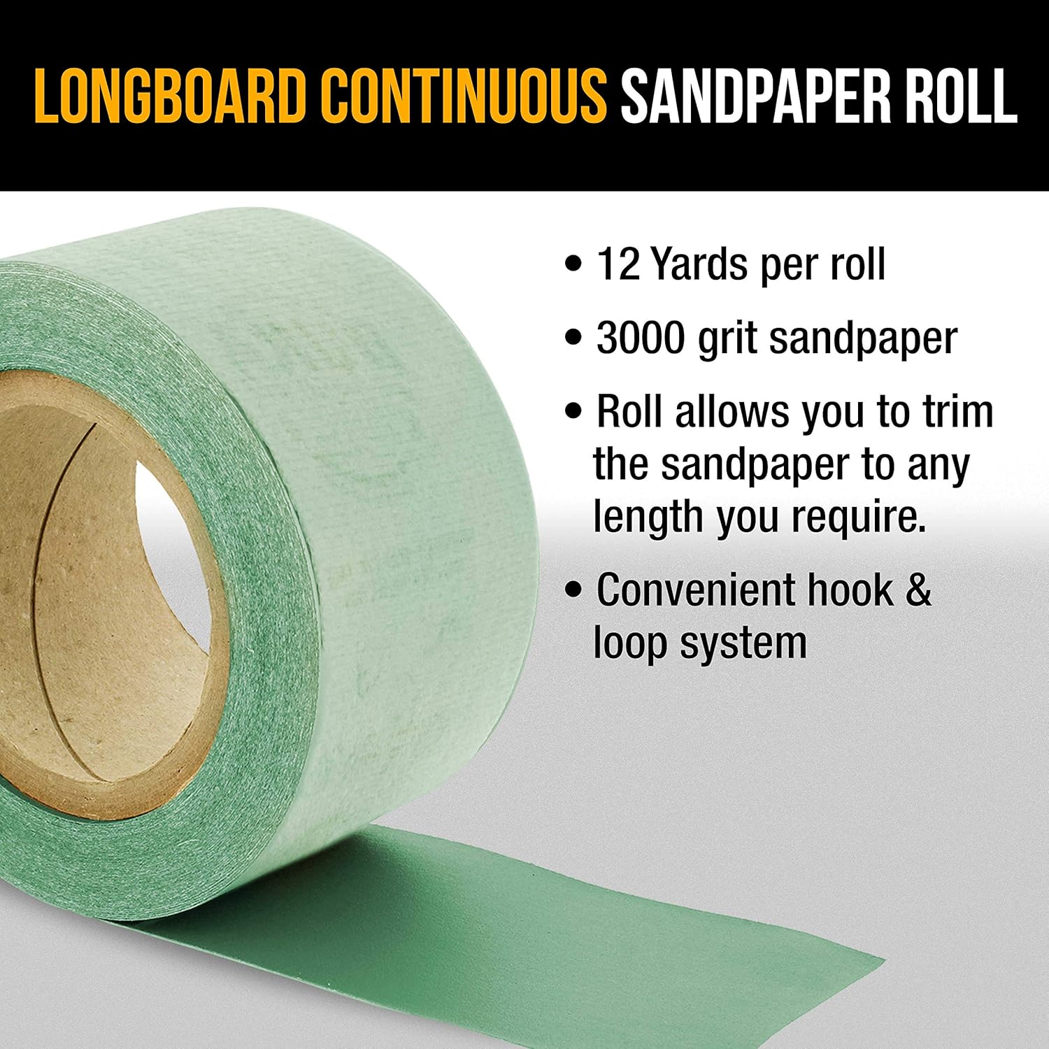 High-Quality Dura-Gold 3000 Grit Green Film Sandpaper Roll - 2-3/4" Wide, 12 Yards Long - Automotive Detailing, Fine Sanding
