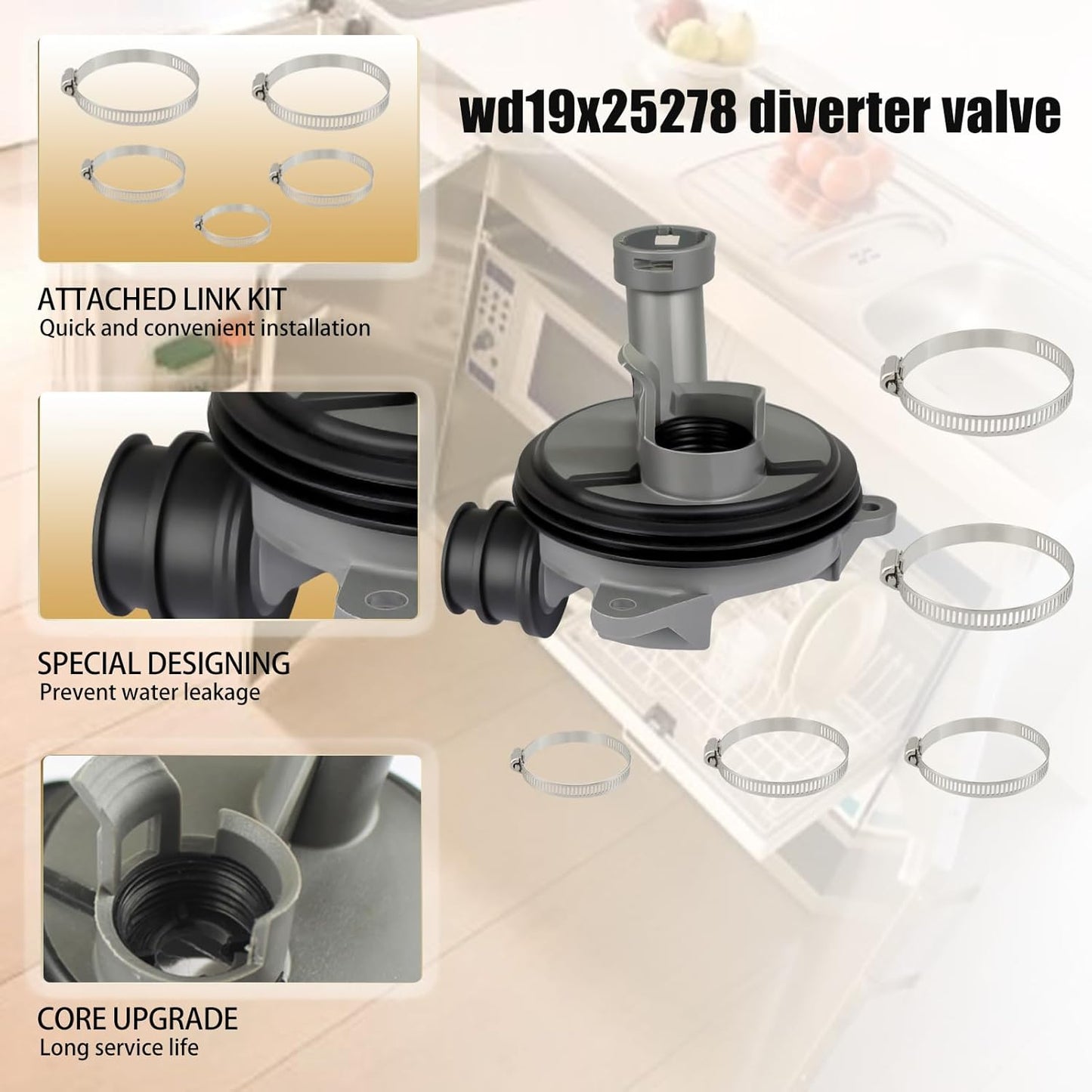 High-Quality Radinglin 2025 Dishwasher Diverter Valve Kit - Compatible with GE, Whirlpool, Kenmore, Maytag, Amana - 2-Year Warranty
