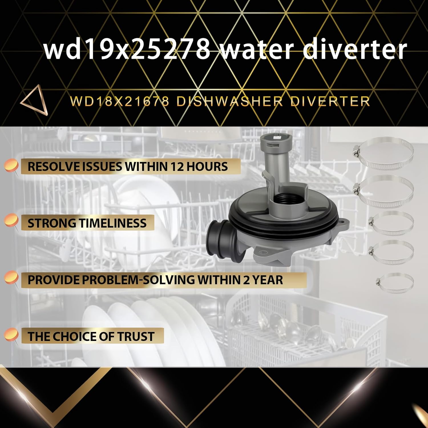 High-Quality Radinglin 2025 Dishwasher Diverter Valve Kit - Compatible with GE, Whirlpool, Kenmore, Maytag, Amana - 2-Year Warranty