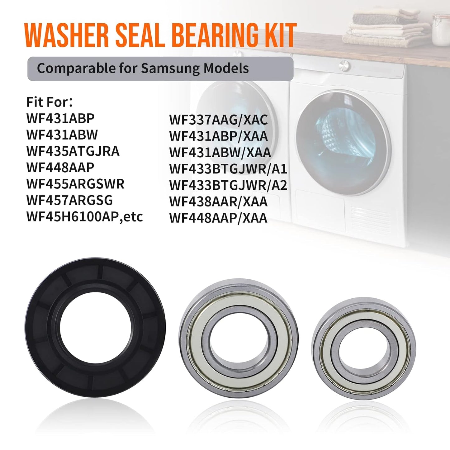 High-Quality Washer Tub Bearings and Seal Kit for Samsung: Replacements for DC62-00156A, 6601-002632, 6601-002516 - Compatible with Samsung Washers