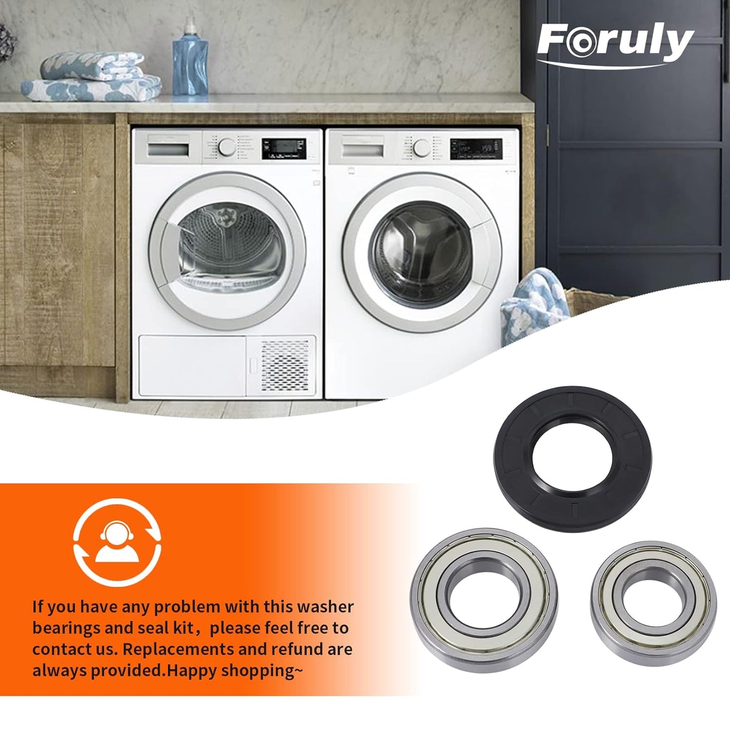 High-Quality Washer Tub Bearings and Seal Kit for Samsung: Replacements for DC62-00156A, 6601-002632, 6601-002516 - Compatible with Samsung Washers