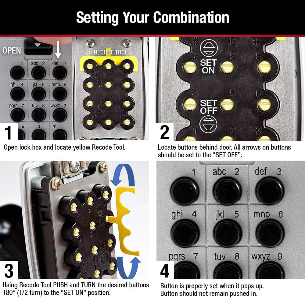 High-Security Black Wall Mount Key Lock Box with Push Button Code - Ideal for Realtors, Landlords, and Property Managers - Holds 5 Keys - WildKart