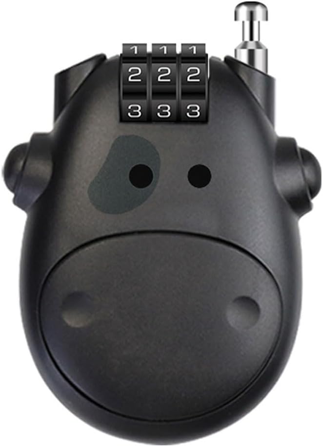 HMELUNE Cute Cow Digital Code Combination Lock for Suitcases, Bags, Cabinets, Strollers, Bicycles, and Backpacks - Black
