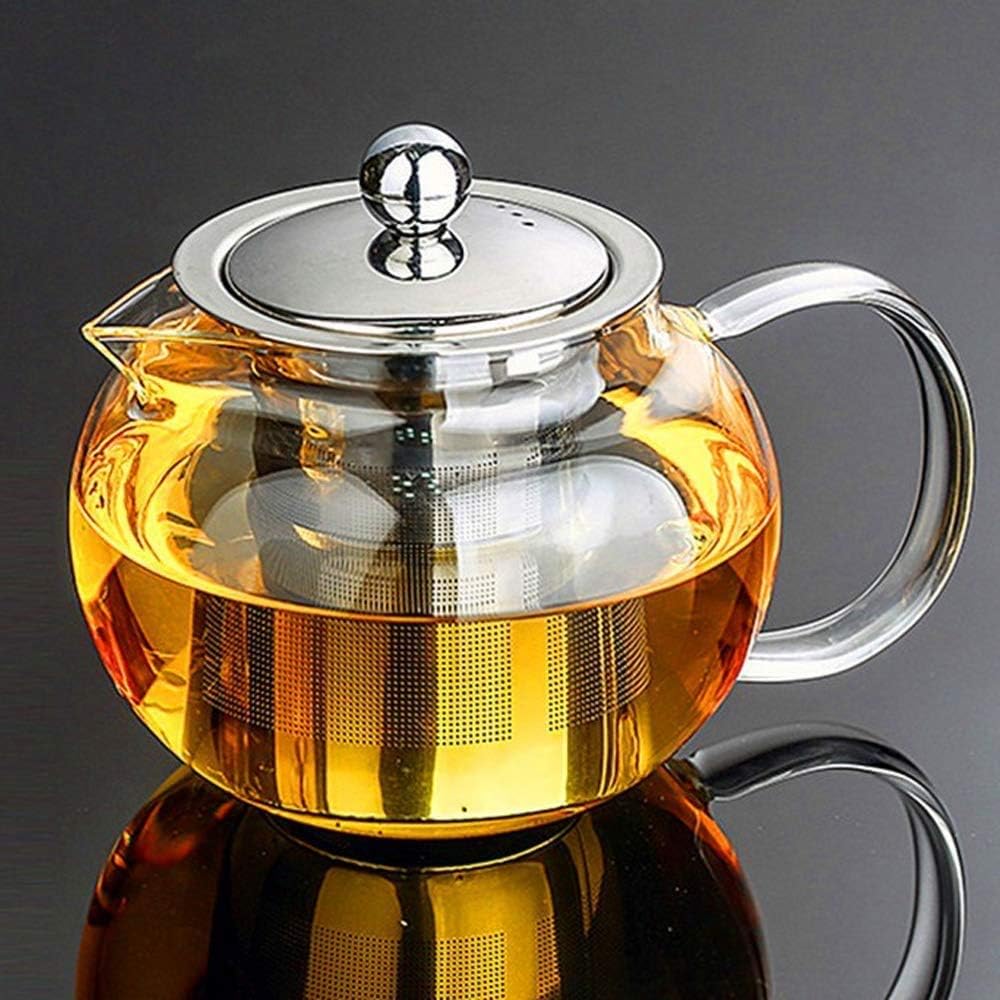Hofu Small Clear Glass Tea Pot with Stainless Steel Infuser, Heat Resistant, Stovetop Safe - 950ml/32.1oz