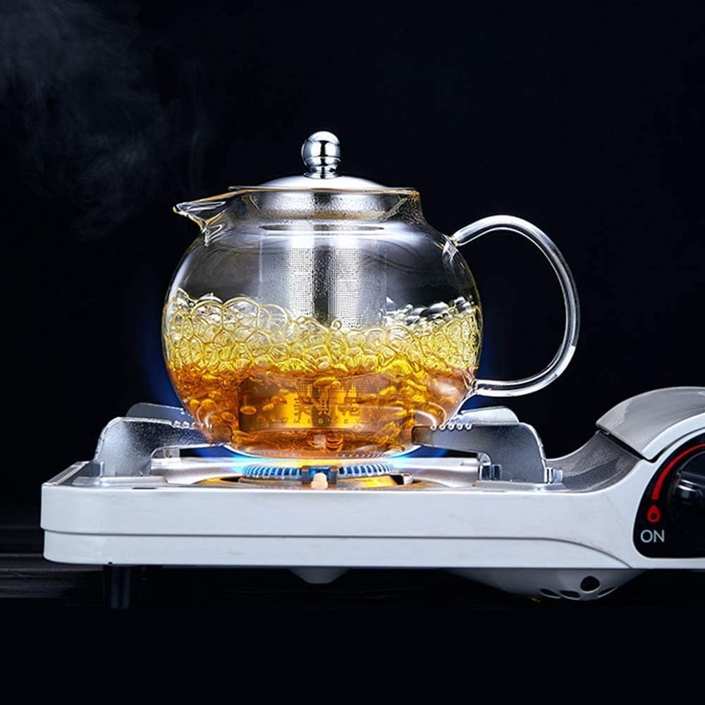 Hofu Small Clear Glass Tea Pot with Stainless Steel Infuser, Heat Resistant, Stovetop Safe - 950ml/32.1oz