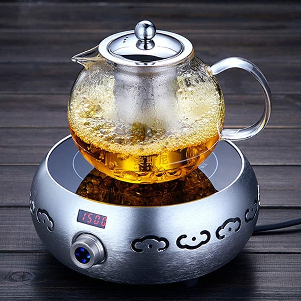 Hofu Small Clear Glass Tea Pot with Stainless Steel Infuser, Heat Resistant, Stovetop Safe - 950ml/32.1oz
