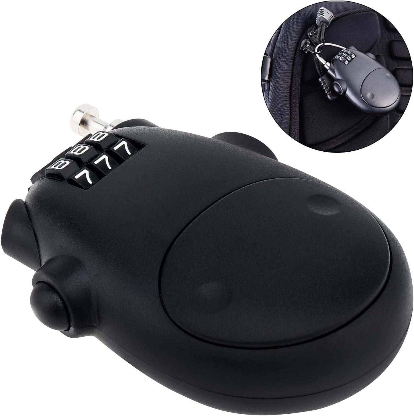 HOJLKLD Combination Cable Lock, Cable Luggage Lock with 30 inch Retractable Steel Cable, Travel Lock Combo Mini Lock for Suitcase Stroller Bike (Black)