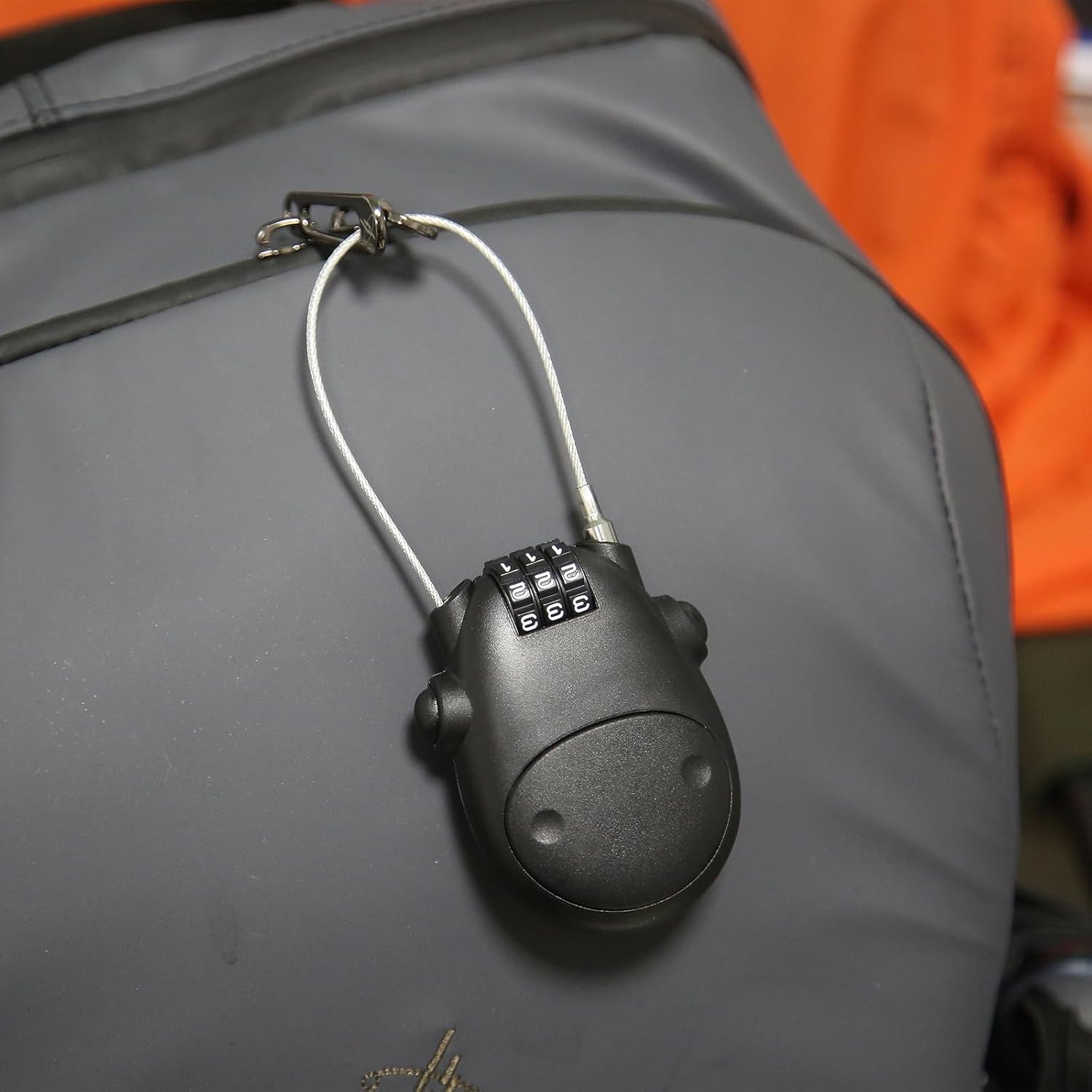 HOJLKLD Combination Cable Lock, Cable Luggage Lock with 30 inch Retractable Steel Cable, Travel Lock Combo Mini Lock for Suitcase Stroller Bike (Black)