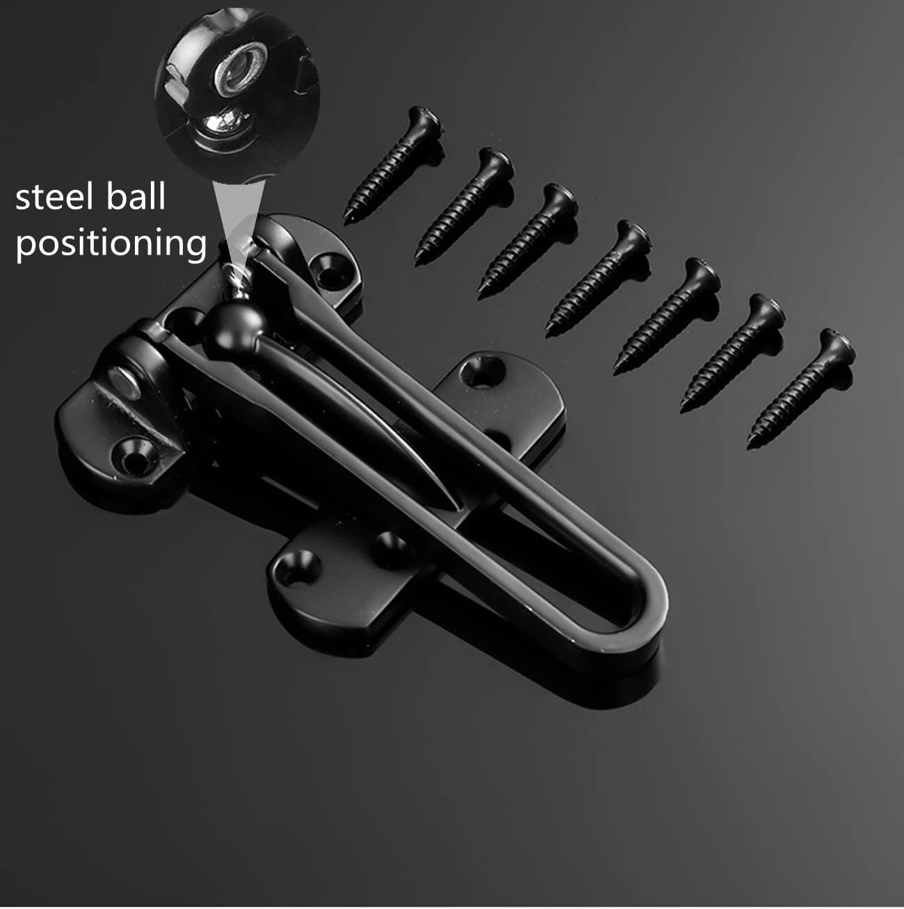 Home Security Door Lock with Swing Bar for Front Doors - Kids Safety Lock - Latch Guard Clasp - Solid Black Security Lock