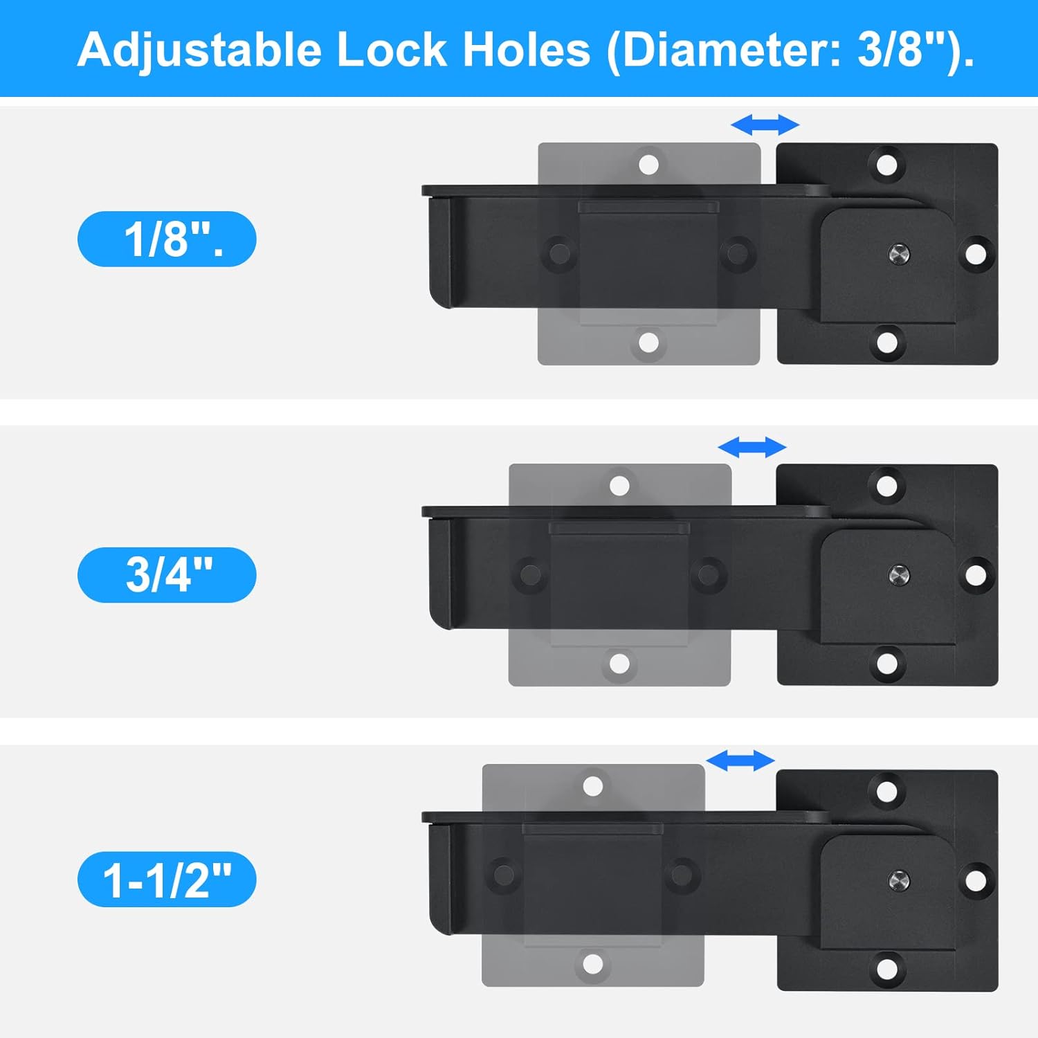 Home Security Door Reinforcement Lock - Childproof & Secure Entry - 7.5" Flip Gate Latch with Padlock Hole - Heavy Duty Adjustable Aluminum Alloy Latch