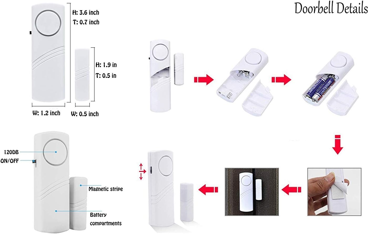 Home Security Door Window Burglar Alarm - Anti-Theft Alarm System (Pack of 10)