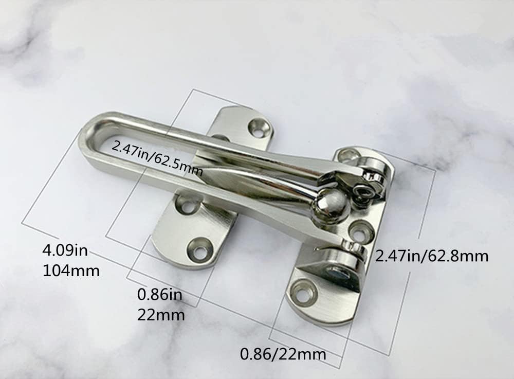 Home Security Swing Bar Lock for Front Door, Kids Safety Lock, Latch Guard Clasp, Solid Silver Door Reinforcement Lock