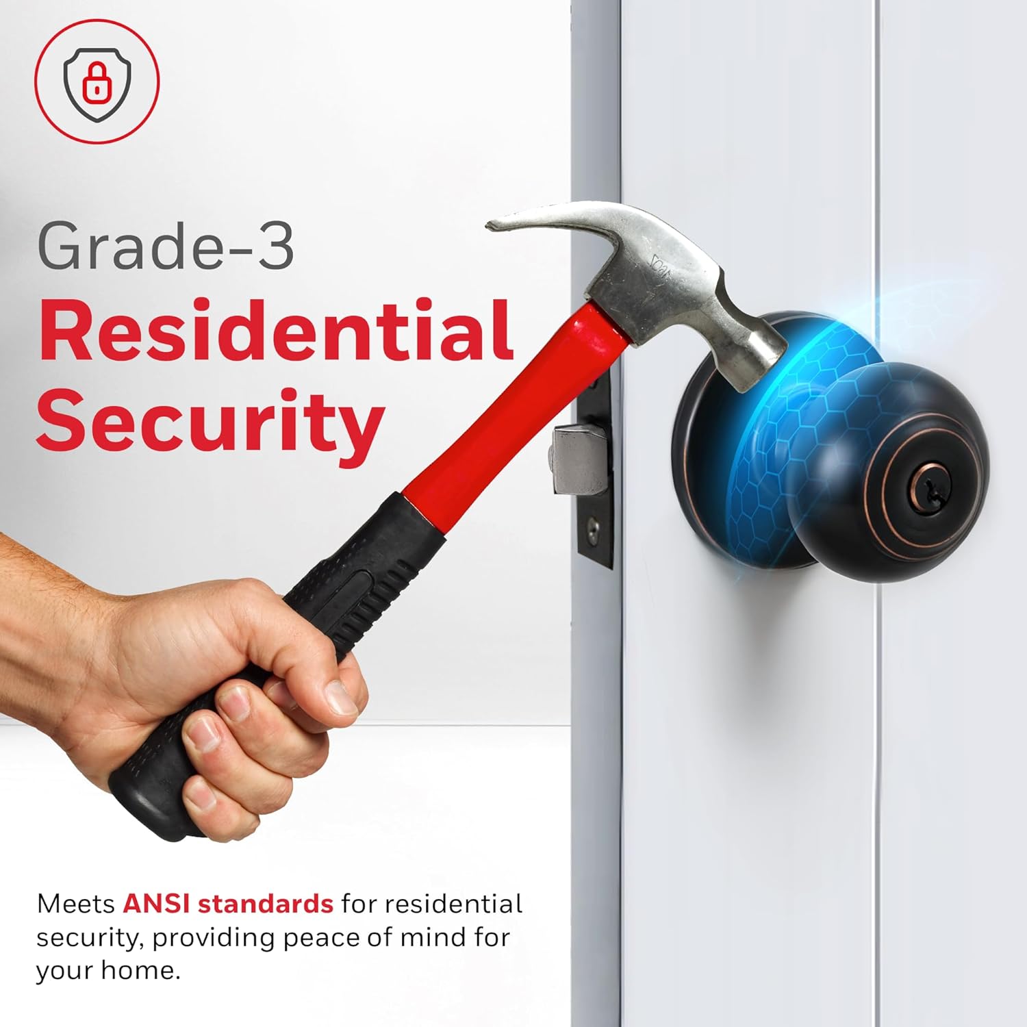 Honeywell Interior & Exterior Door Knob Set with Keys - Anti Bump Resistant - Bedroom & Bathroom Entry - Oil Rubbed Bronze - 6.5 x 2.75 x 2.75 in