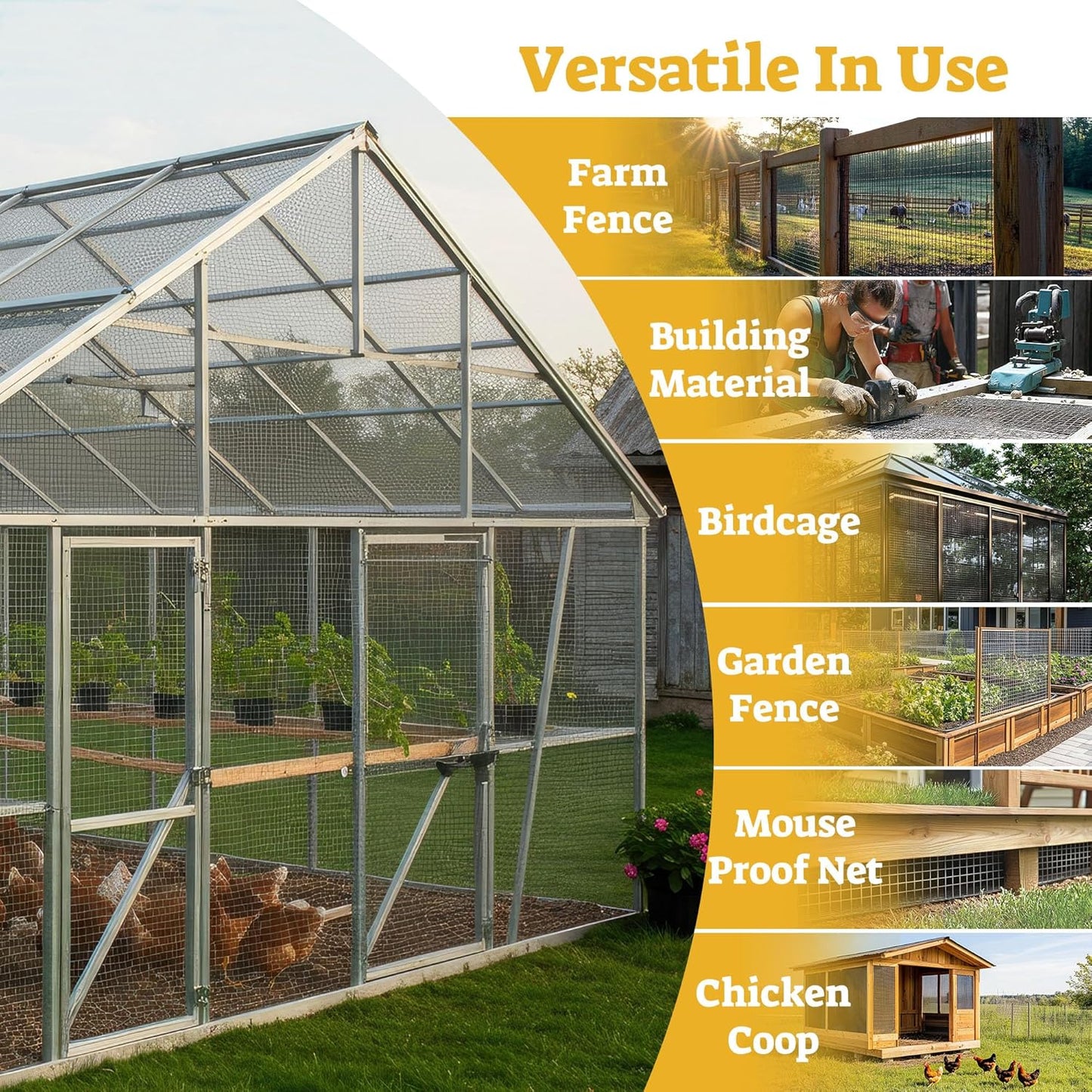 HORCH Black Vinyl Coated 1/2 inch Hardware Cloth 36 x 50 ft - 19 Gauge Wire Mesh Roll for Chicken Wire Fencing, Garden Fence, Tree Guard & Rodent Wire