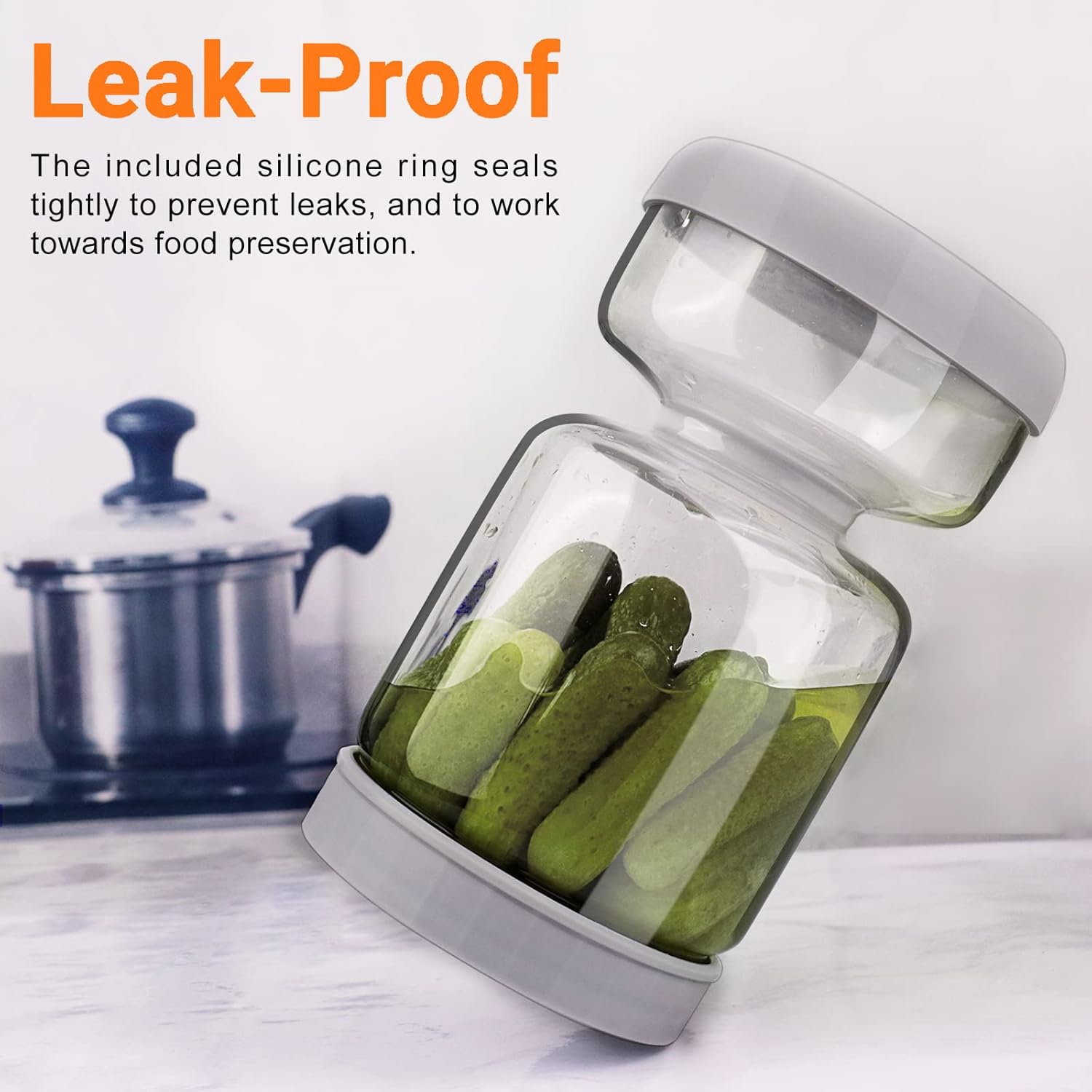Hourglass Jar with Strainer Flip for Pickle Juice Separator, BPA-Free and Airtight Storage Jar