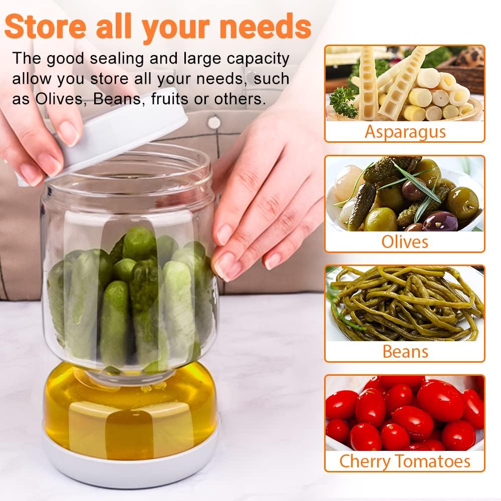 Hourglass Jar with Strainer Flip for Pickle Juice Separator, BPA-Free and Airtight Storage Jar