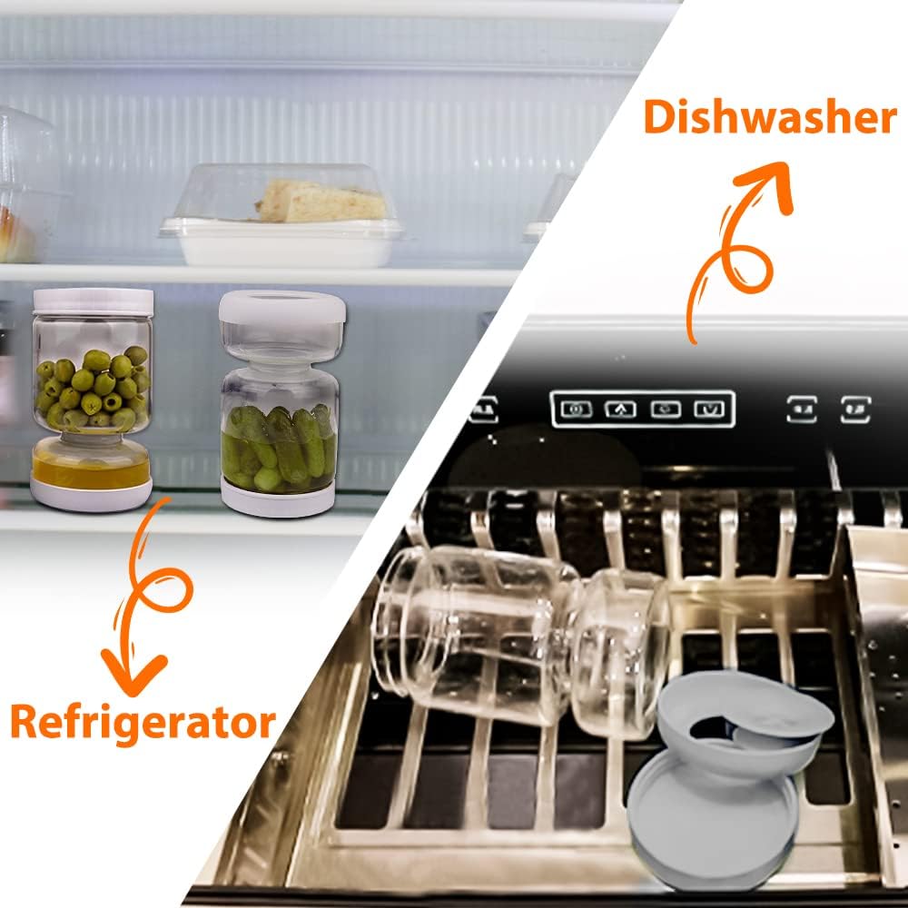 Hourglass Jar with Strainer Flip for Pickle Juice Separator, BPA-Free and Airtight Storage Jar