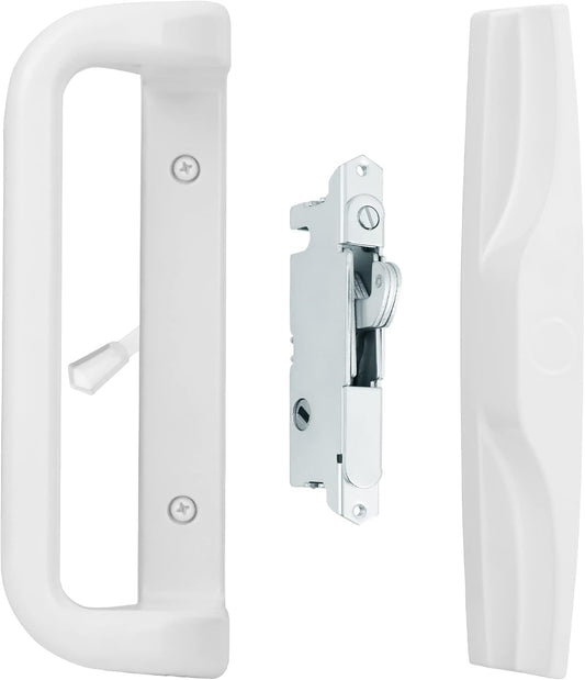 House Guard White Patio Door Handle Set with Mortise - Ideal for Replacement Doors Locks with 3-15/16” Screw Hole Spacing, Enhance Your Patio Glass Sliding Door with Stylish Choices