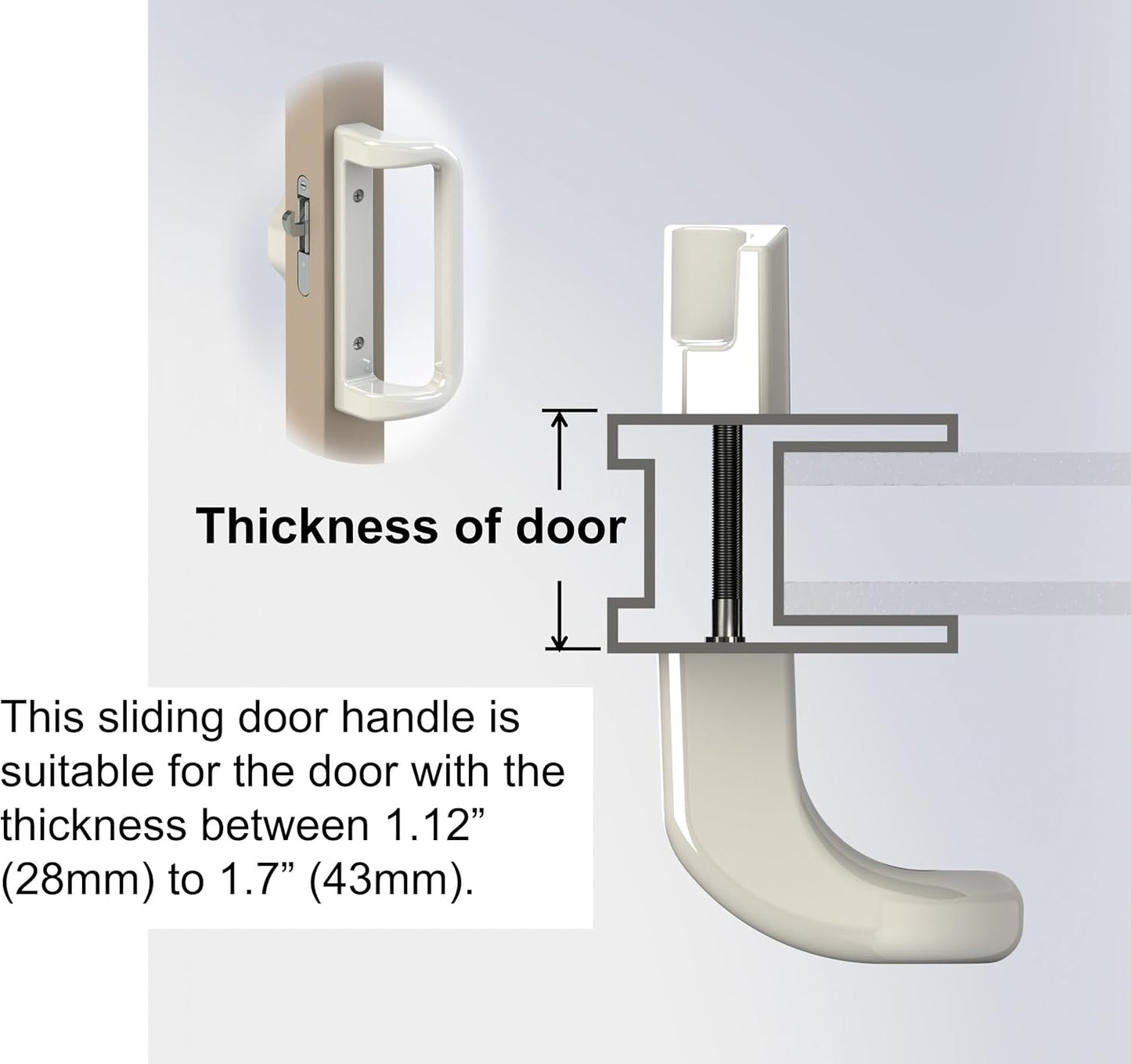 House Guard White Patio Door Handle Set with Mortise - Ideal for Replacement Doors Locks with 3-15/16” Screw Hole Spacing, Enhance Your Patio Glass Sliding Door with Stylish Choices