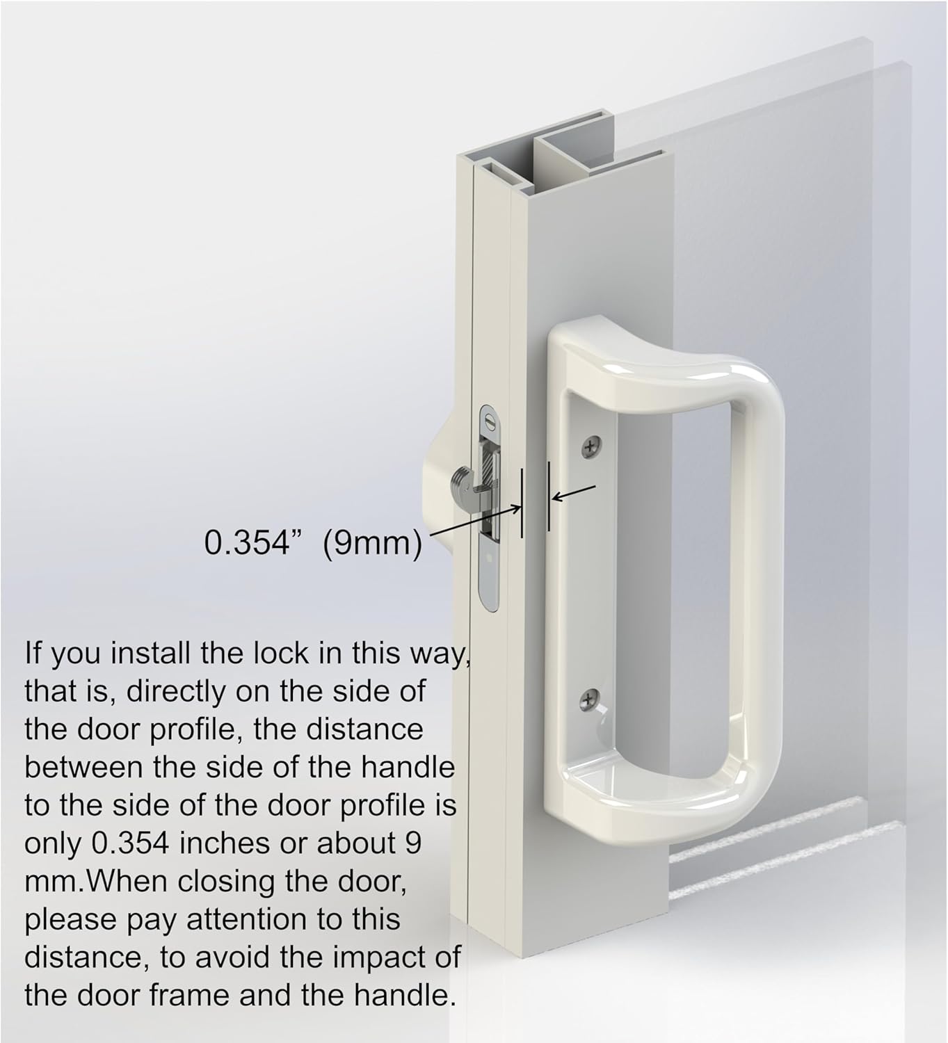 House Guard White Patio Door Handle Set with Mortise - Ideal for Replacement Doors Locks with 3-15/16” Screw Hole Spacing, Enhance Your Patio Glass Sliding Door with Stylish Choices