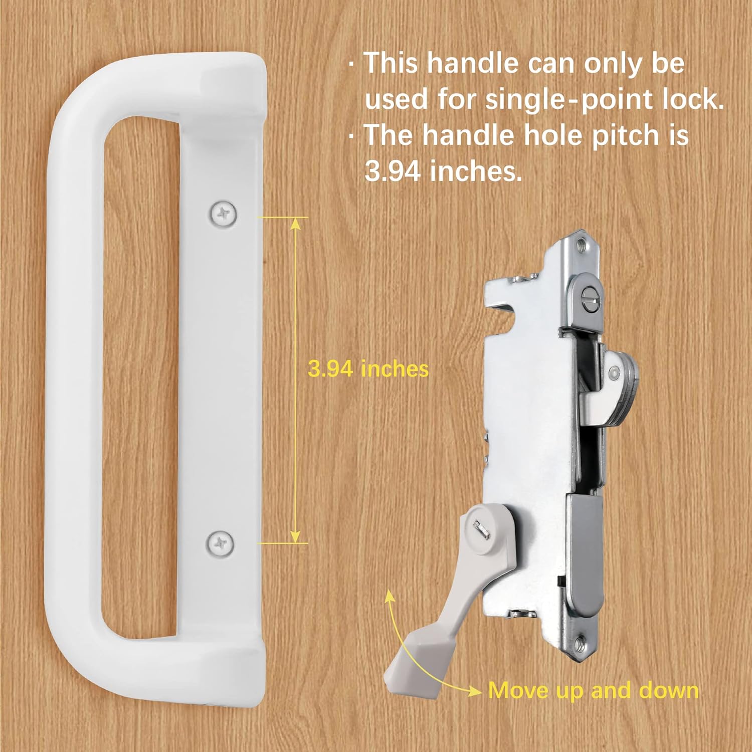 House Guard White Patio Door Handle Set with Mortise - Ideal for Replacement Doors Locks with 3-15/16” Screw Hole Spacing, Enhance Your Patio Glass Sliding Door with Stylish Choices