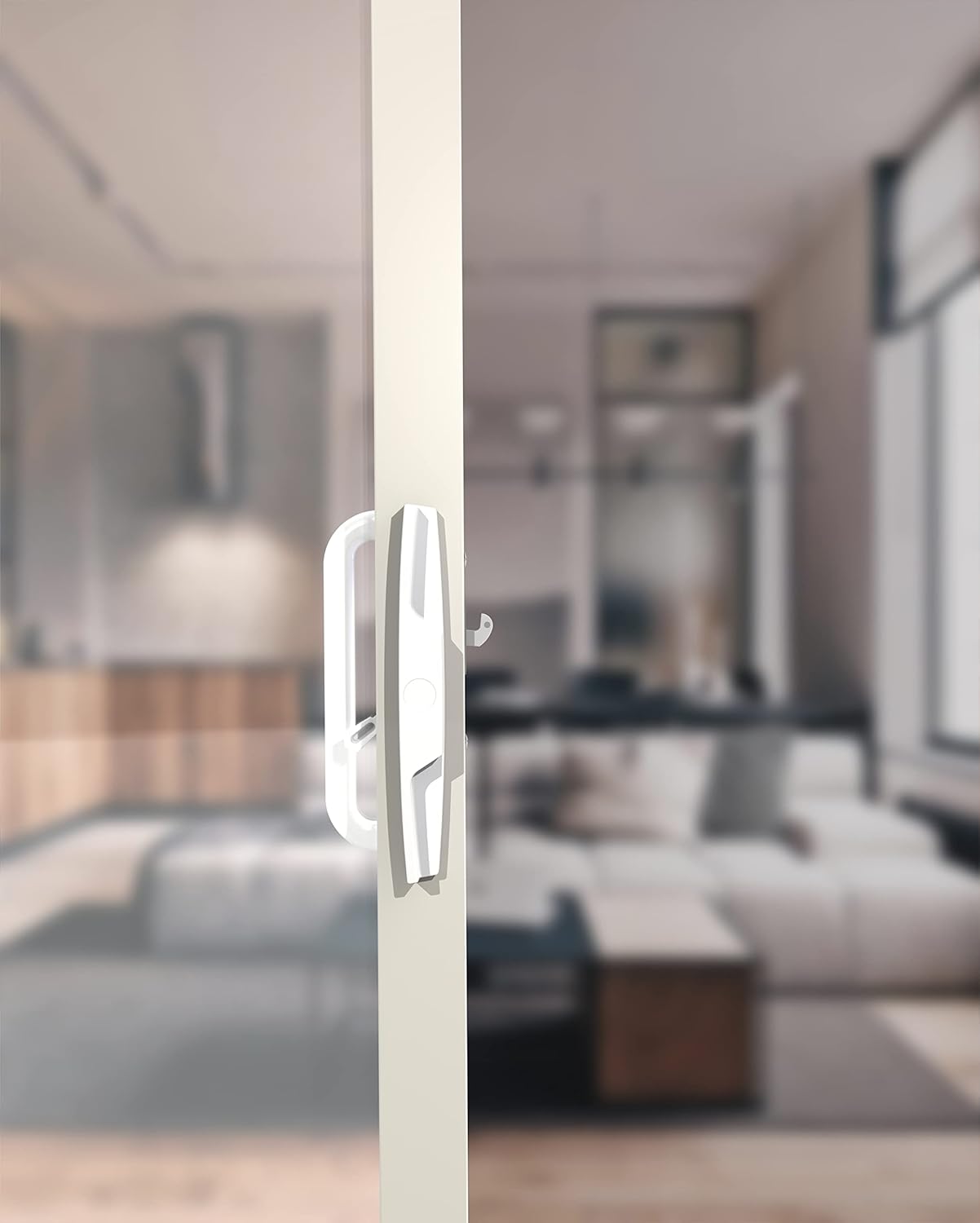House Guard White Patio Door Handle Set with Mortise - Ideal for Replacement Doors Locks with 3-15/16” Screw Hole Spacing, Enhance Your Patio Glass Sliding Door with Stylish Choices