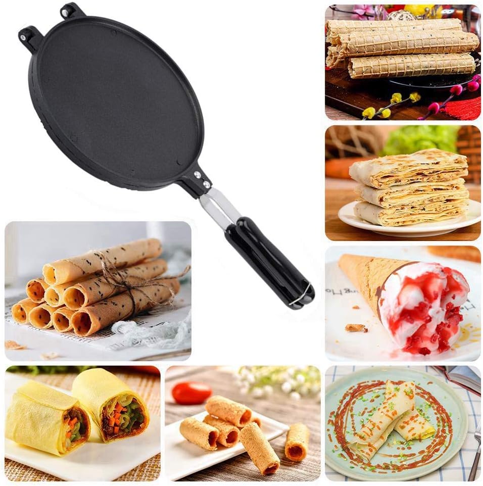 Household Gas Egg Roll Maker Pan Mold Press Plate Baking Tool Waffle Cone Iron Machine