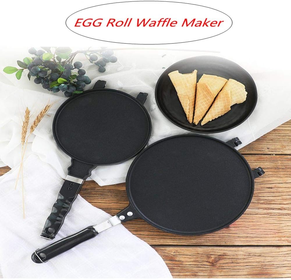 Household Gas Egg Roll Maker Pan Mold Press Plate Baking Tool Waffle Cone Iron Machine