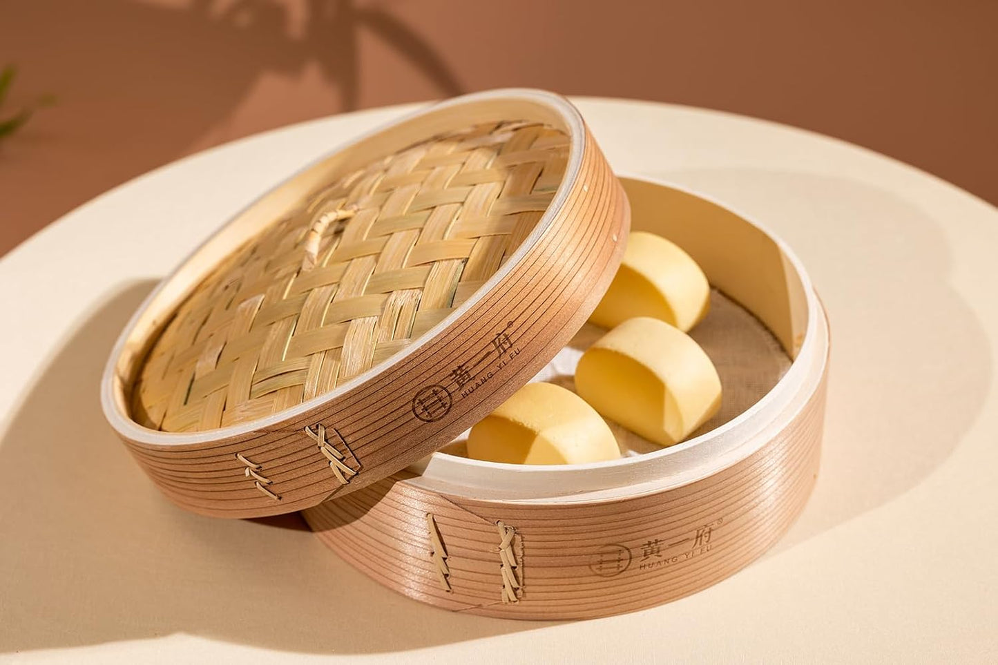 HUANGYIFU Bamboo Steamer Basket 2 Tiers 5.9-11.81 Inch for Cooking Dumplings, Vegetables, Chicken, Fish, Rice - Chinese Food Steam Baskets