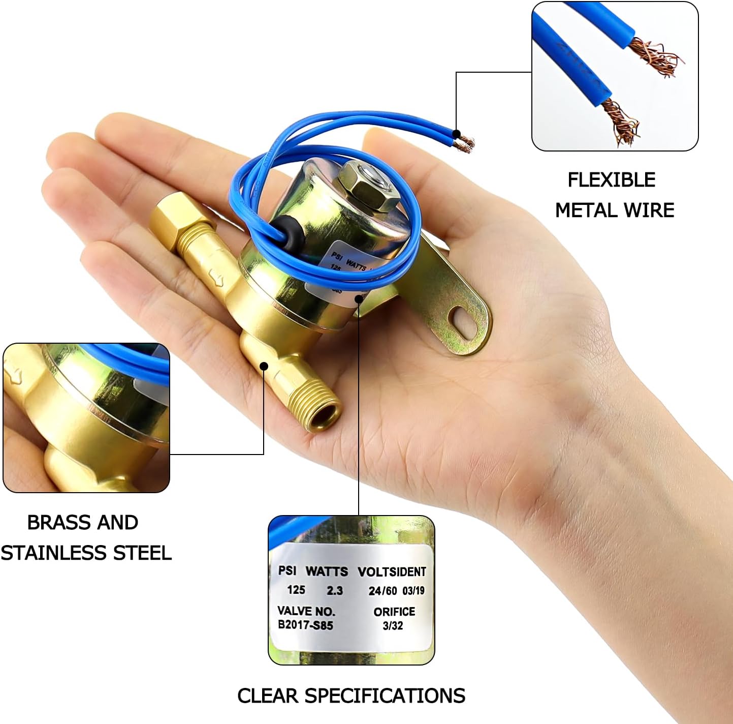 Humidifier Water Solenoid Valve 4040 Replacement for A.prilaire 220, 224, 400, 500, 600, 700 - 24V, 2.3W, 60HZ - Blue - Compatible with Part # B2015-S85, B2017-S85