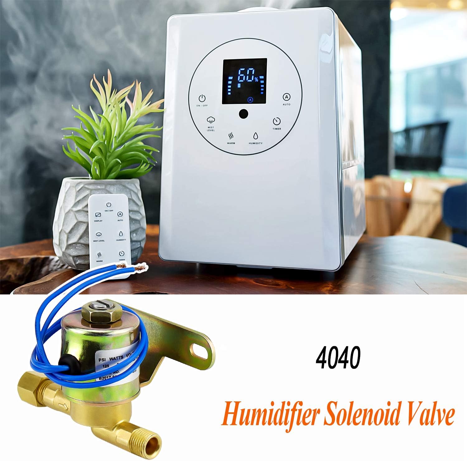 Humidifier Water Solenoid Valve 4040 Replacement for A.prilaire 220, 224, 400, 500, 600, 700 - 24V, 2.3W, 60HZ - Blue - Compatible with Part # B2015-S85, B2017-S85