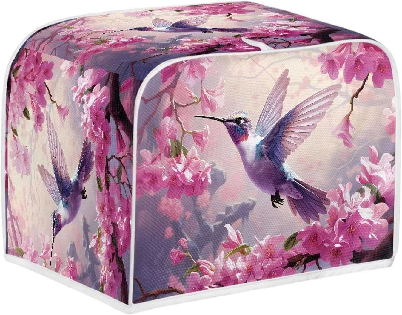 Hummingbird Cherry Blossom 4 Slice Wide Slot Toaster Cover - Durable Bread Maker Dust Cover for Kitchen Appliances