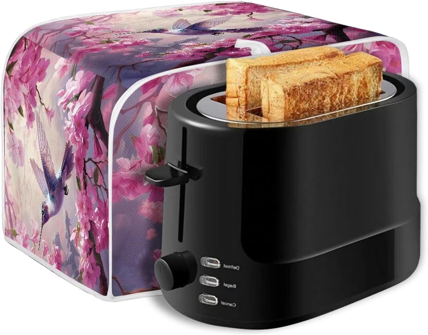 Hummingbird Cherry Blossom 4 Slice Wide Slot Toaster Cover - Durable Bread Maker Dust Cover for Kitchen Appliances