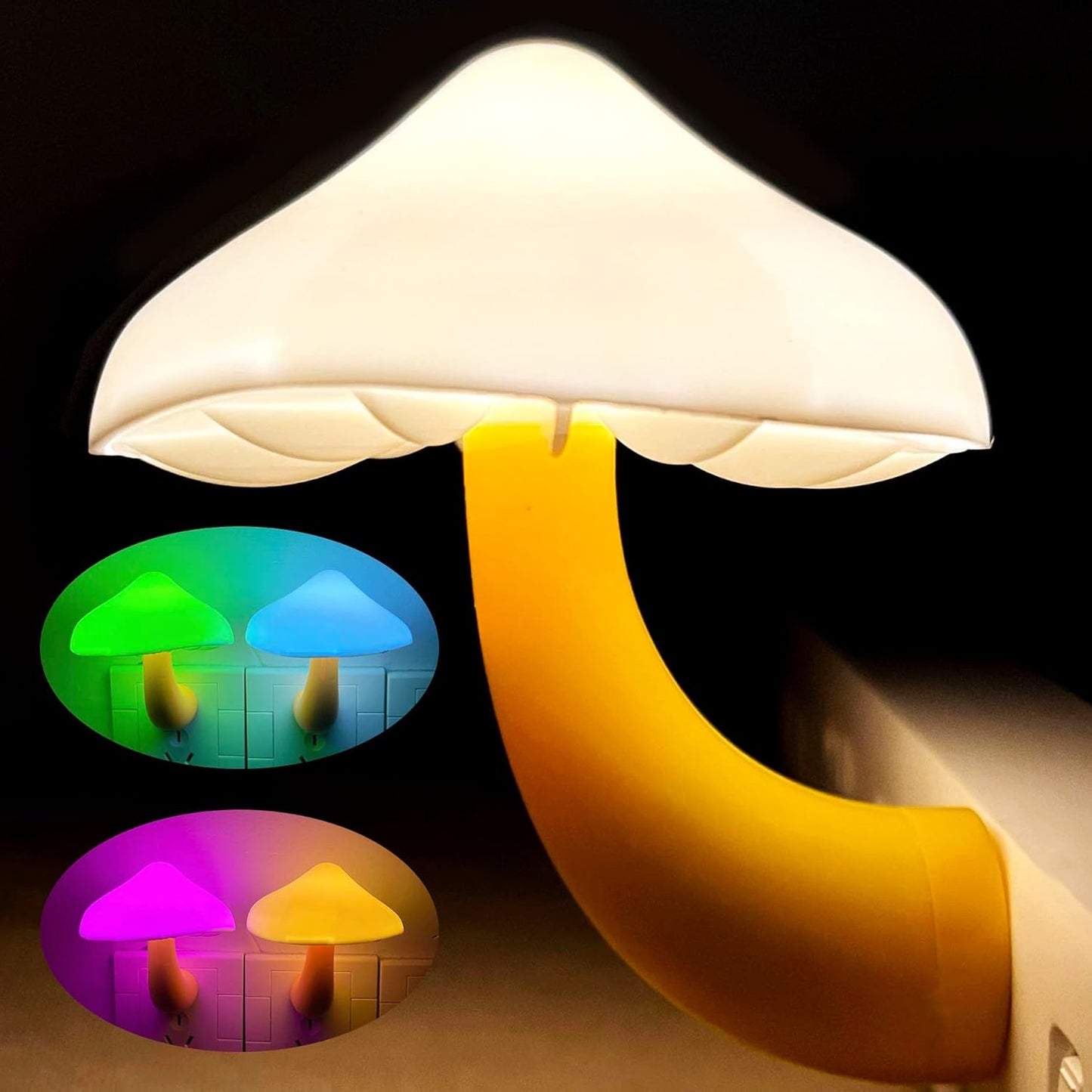iBetterLife Mushroom Sensor LED Night Light - Plug-in 7 Color Changing Lamp for Bedroom, Bathroom, Stairs