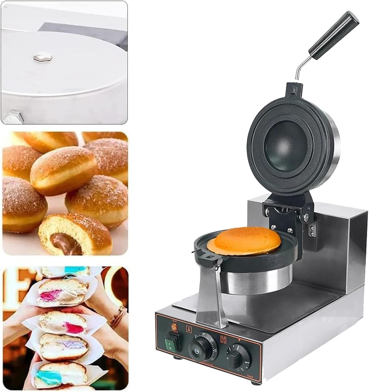 Ice Cream Burger Maker: Commercial Waffle Machine with Electric Stainless Steel Non-stick Mold for Restaurant and Home Use