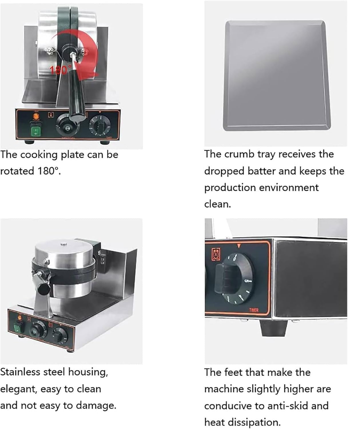 Ice Cream Burger Maker: Commercial Waffle Machine with Electric Stainless Steel Non-stick Mold for Restaurant and Home Use