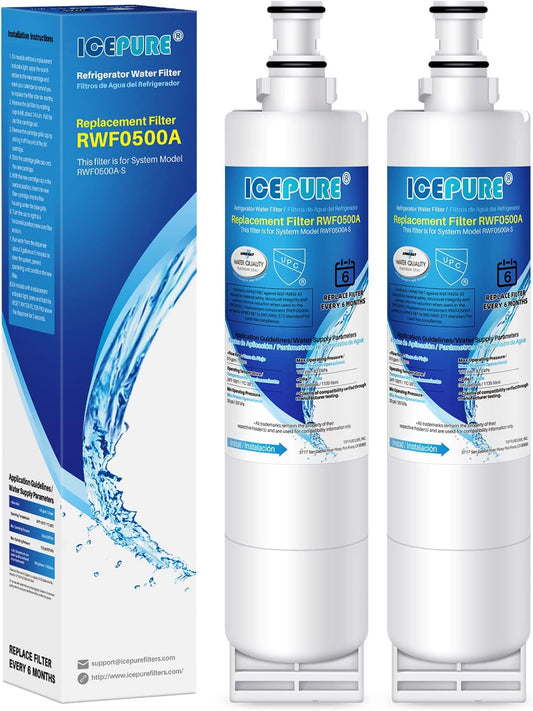 ICEPURE 4396508 Refrigerator Water Filter Replacement for EveryDrop Filter 5 and Whirlpool 4392857 - 2 Pack
