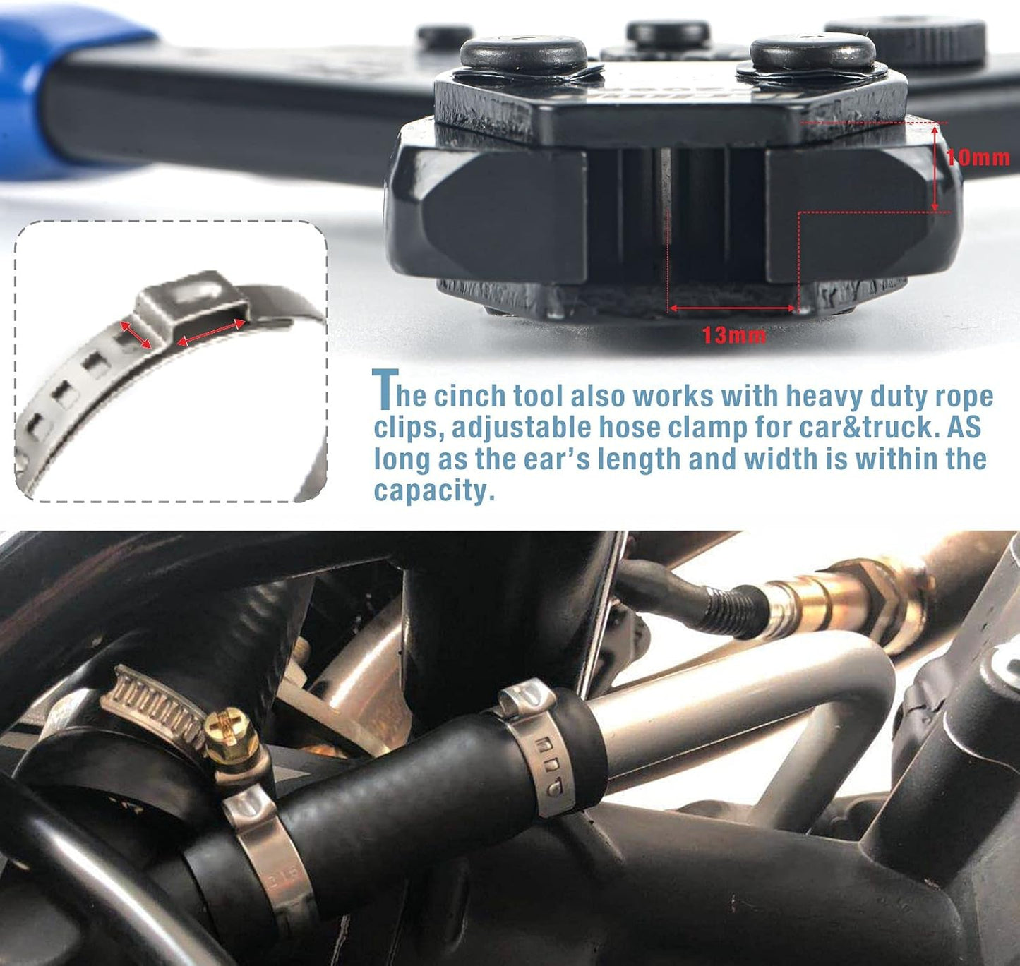 iCrimp PEX Clamp Cinch Tool Set with Pipe Cutter - Fits 3/8" to 1" Stainless Steel Clamps - ASTM F2098 Compliant - Blue & Red